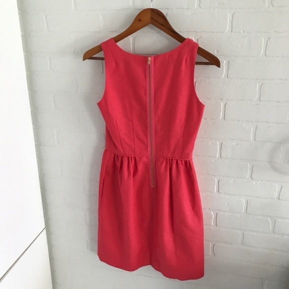 J. Crew Mini dress Preppy Coral Pink/red Fit & Flare Cotton Minimalist Sz 00 - Picture 8 of 11